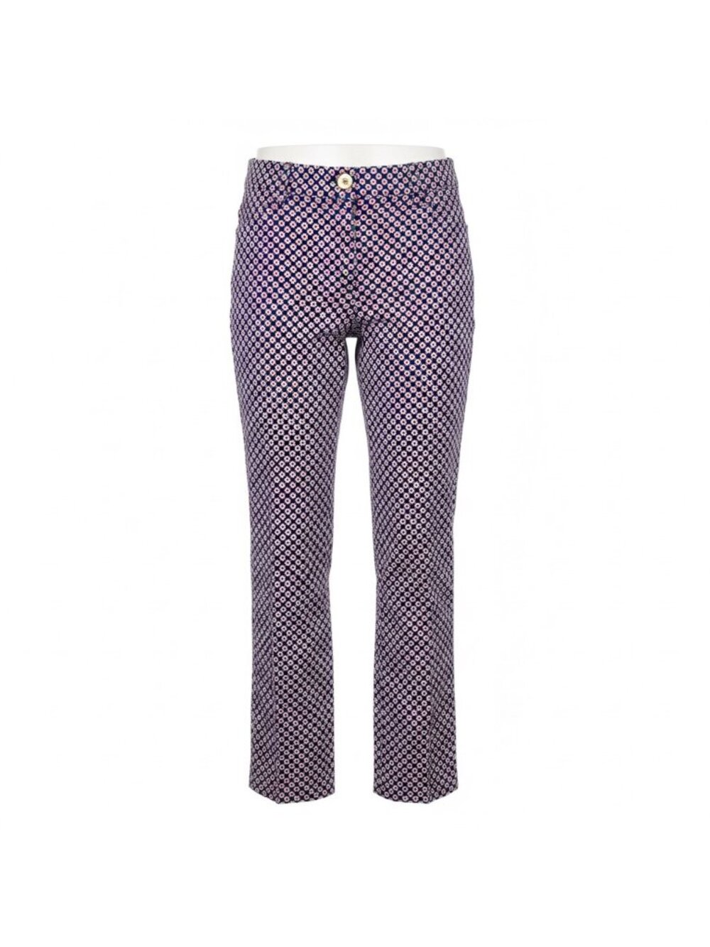 Michael Kors Womens Pink & Navy Cotton Blend Mid-Rise Cropped Pants Size 10P
